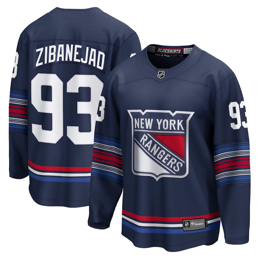Men New York Rangers 93 Mika Zibanejad Fanatics Branded Navy Alternate Premier Breakaway Player NHL Jersey